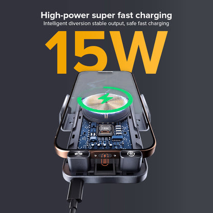 2-in-1 Auto-Rotate Car Phone Holder with Wireless Charging Function