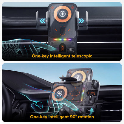 2-in-1 Auto-Rotate Car Phone Holder with Wireless Charging Function