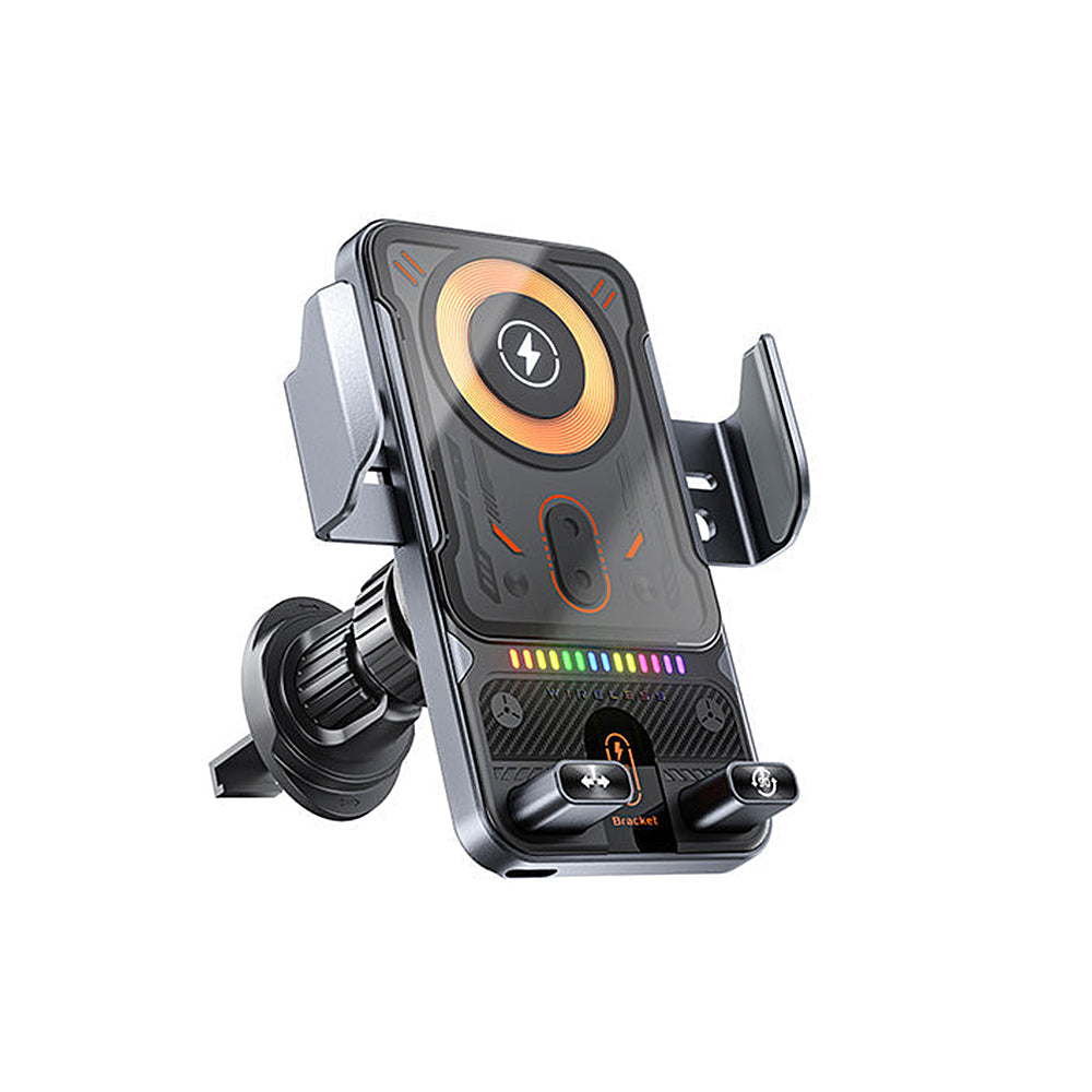 2-in-1 Auto-Rotate Car Phone Holder with Wireless Charging Function